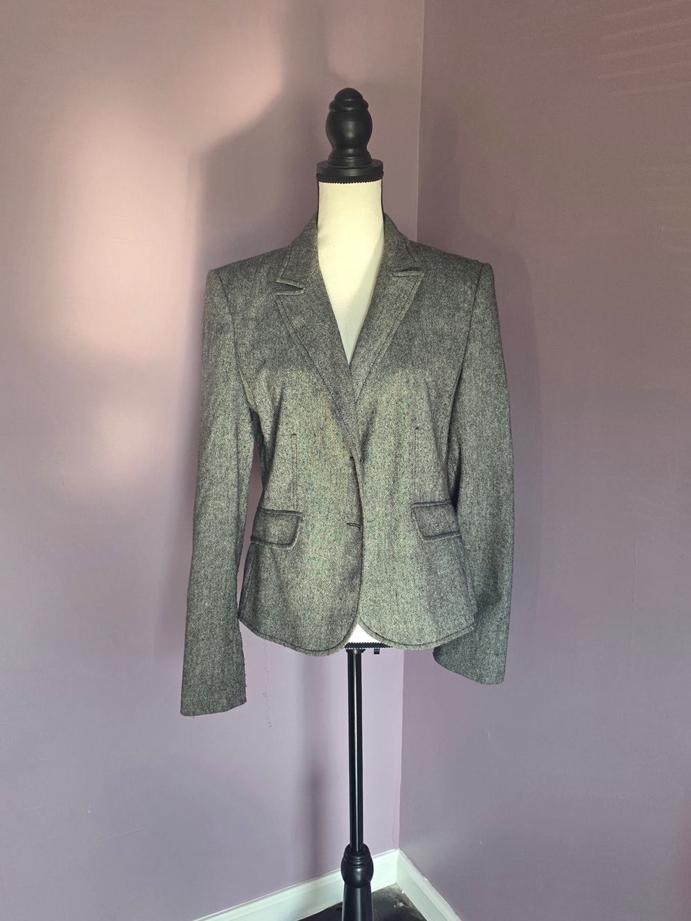 Express Gray Tailored Tweed Blazer